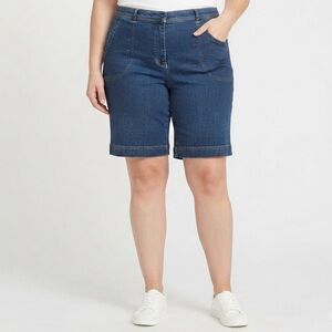 Y2K Cotton Ginny Denim Shorts Plus Size 18 Blue Mid Rise 10” Walking Casual